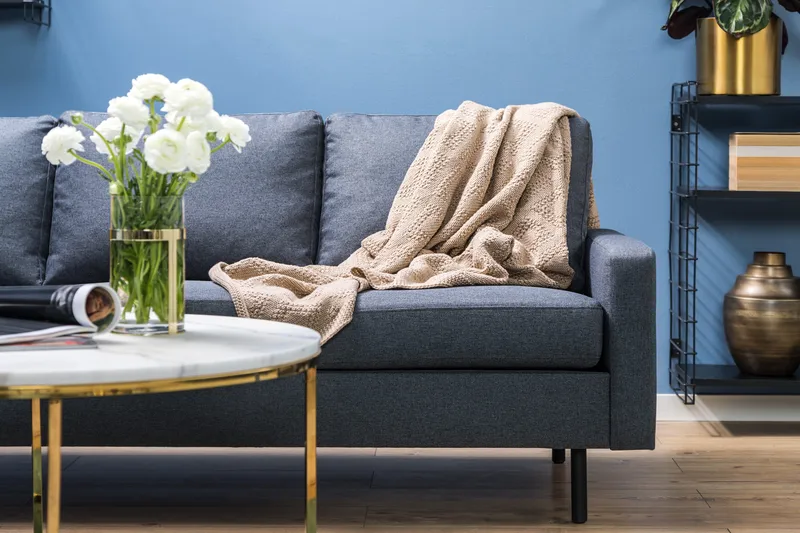 Peppe 4-seters Venstrevendt L-formet Sjeselongsofa i Stoff - Mørk grå - Møbler - Sofaer - Sofa med sjeselong - 4 seters sofa med divan