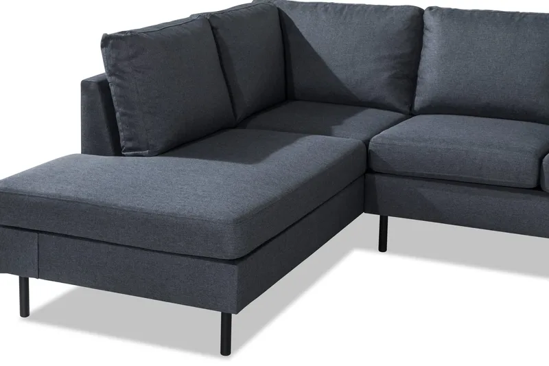 Peppe 4-seters Venstrevendt L-formet Sjeselongsofa i Stoff - Mørk grå - Møbler - Sofaer - Sofa med sjeselong - 4 seters sofa med divan