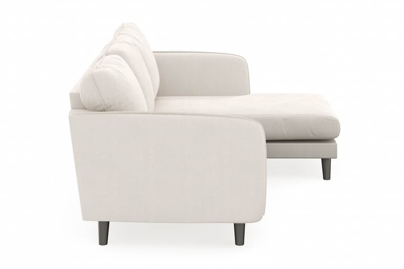 Trend Lyx 3-seters Høyrevendt L-formet Sjeselongsofa i Fløyel - Kremhvit - Møbler - Sofaer - Sofa med sjeselong