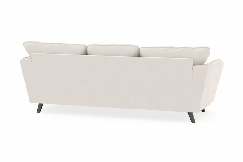 Trend Lyx 3-seters Høyrevendt L-formet Sjeselongsofa i Fløyel - Kremhvit - Møbler - Sofaer - Sofa med sjeselong
