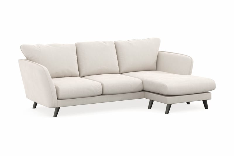 Trend Lyx 3-seters Høyrevendt L-formet Sjeselongsofa i Fløyel - Kremhvit - Møbler - Sofaer - Sofa med sjeselong - 4 seters sofa med divan