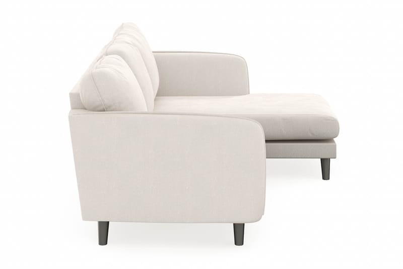 Trend Lyx 3-seters Høyrevendt L-formet Sjeselongsofa i Fløyel - Kremhvit - Møbler - Sofaer - Sofa med sjeselong - 4 seters sofa med divan