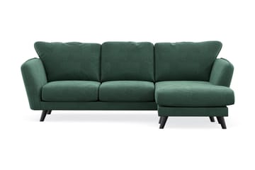 Trend Lyx 3-seters Høyrevendt L-formet Sjeselongsofa i Fløyel - Mørkegrønn - Møbler - Sofaer - Sofa med sjeselong