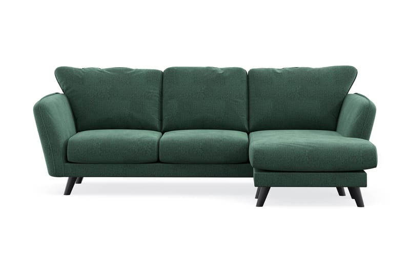 Trend Lyx 3-seters Høyrevendt L-formet Sjeselongsofa i Fløyel - Mørkegrønn - Møbler - Sofaer - Sofa med sjeselong