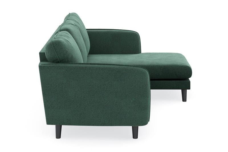 Trend Lyx 3-seters Høyrevendt L-formet Sjeselongsofa i Fløyel - Mørkegrønn - Møbler - Sofaer - Sofa med sjeselong