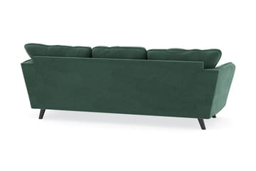 Trend Lyx 3-seters Høyrevendt L-formet Sjeselongsofa i Fløyel - Mørkegrønn - Møbler - Sofaer - Sofa med sjeselong