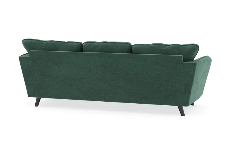 Trend Lyx 3-seters Høyrevendt L-formet Sjeselongsofa i Fløyel - Mørkegrønn - Møbler - Sofaer - Sofa med sjeselong - 4 seters sofa med divan