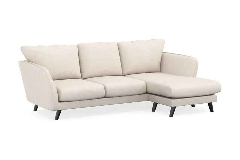 Trend Lyx 3-seters Høyrevendt L-formet Sjeselongsofa i Stoff - Beige - Møbler - Sofaer - Sofa med sjeselong - 4 seters sofa med divan