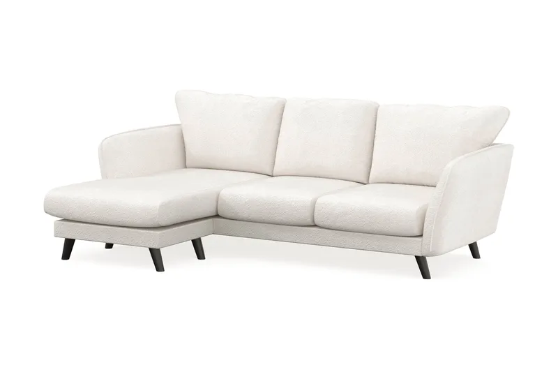 Trend Lyx 3-seters Venstrevendt L-formet Sjeselongsofa i Bouclé - Hvit - Møbler - Sofaer - Sofa med sjeselong - 4 seters sofa med divan
