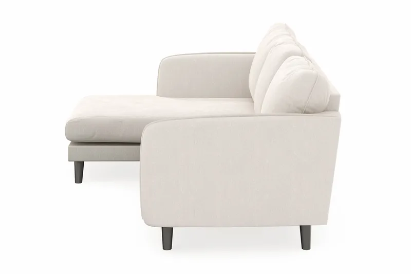 Trend Lyx 3-seters Venstrevendt L-formet Sjeselongsofa i Fløyel - Kremhvit - Møbler - Sofaer - Sofa med sjeselong - 4 seters sofa med divan