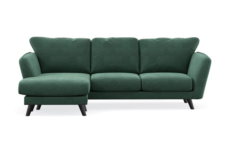 Trend Lyx 3-seters Venstrevendt L-formet Sjeselongsofa i Fløyel - Mørkegrønn - Møbler - Sofaer - Sofa med sjeselong