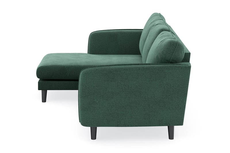 Trend Lyx 3-seters Venstrevendt L-formet Sjeselongsofa i Fløyel - Mørkegrønn - Møbler - Sofaer - Sofa med sjeselong - 4 seters sofa med divan