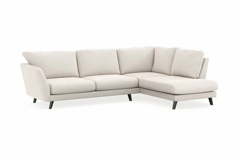 Trend Lyx 4-seters Høyrevendt L-formet Sjeselongsofa i Fløyel - Kremhvit - Møbler - Sofaer - Sofa med sjeselong - 4 seters sofa med divan