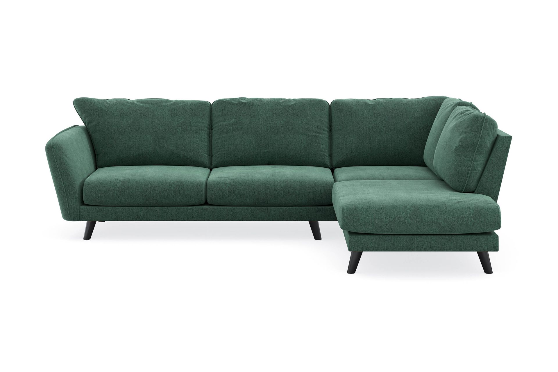Trend Lyx 4-seters Høyrevendt L-formet Sjeselongsofa i Fløyel - Mørkegrønn - Møbler - Sofaer - Sofa med sjeselong