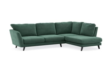 Trend Lyx 4-seters Høyrevendt L-formet Sjeselongsofa i Fløyel - Mørkegrønn - Møbler - Sofaer - Sofa med sjeselong