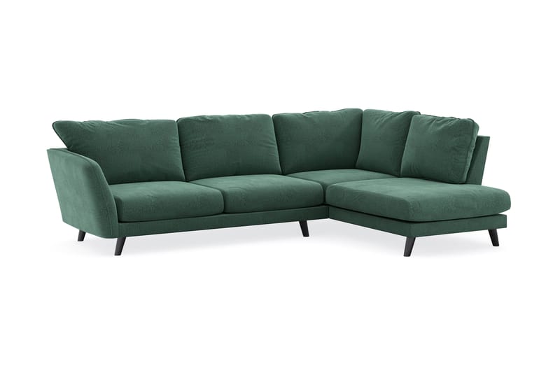Trend Lyx 4-seters Høyrevendt L-formet Sjeselongsofa i Fløyel - Mørkegrønn - Møbler - Sofaer - Sofa med sjeselong
