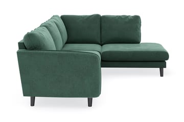 Trend Lyx 4-seters Høyrevendt L-formet Sjeselongsofa i Fløyel - Mørkegrønn - Møbler - Sofaer - Sofa med sjeselong
