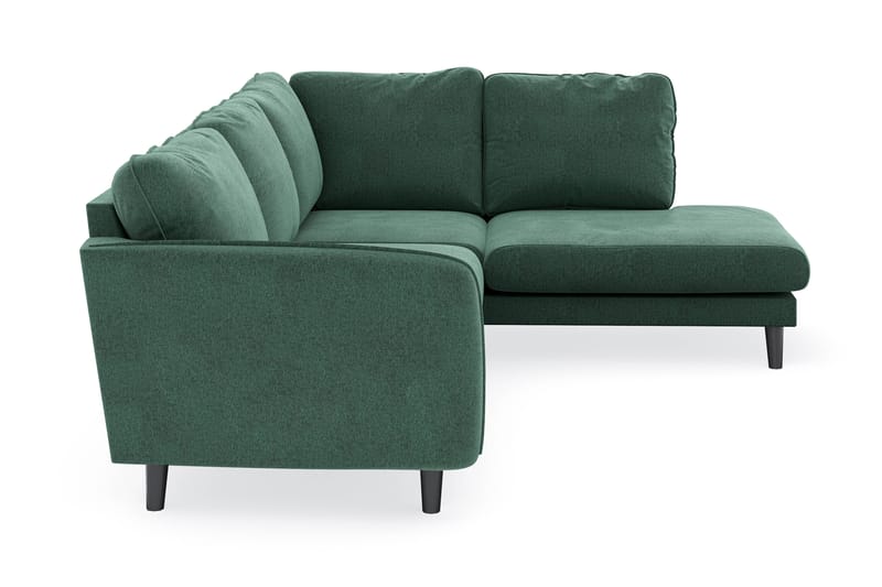 Trend Lyx 4-seters Høyrevendt L-formet Sjeselongsofa i Fløyel - Mørkegrønn - Møbler - Sofaer - Sofa med sjeselong