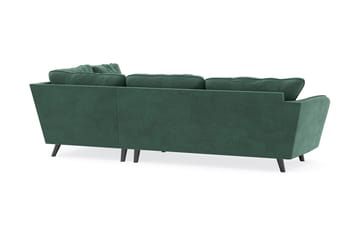 Trend Lyx 4-seters Høyrevendt L-formet Sjeselongsofa i Fløyel - Mørkegrønn - Møbler - Sofaer - Sofa med sjeselong