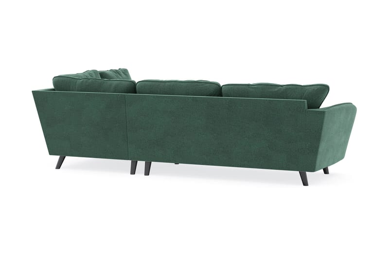 Trend Lyx 4-seters Høyrevendt L-formet Sjeselongsofa i Fløyel - Mørkegrønn - Møbler - Sofaer - Sofa med sjeselong - 4 seters sofa med divan