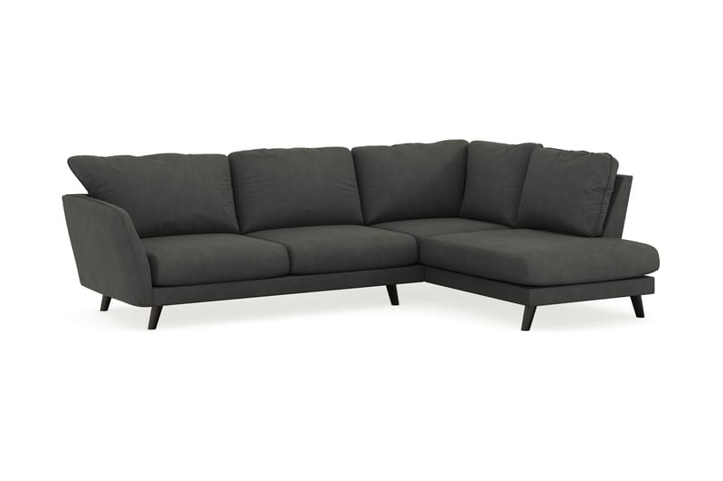 Trend Lyx 4-seters Høyrevendt L-formet Sjeselongsofa i Manchester - Mørk grå - Møbler - Sofaer - Sofa med sjeselong