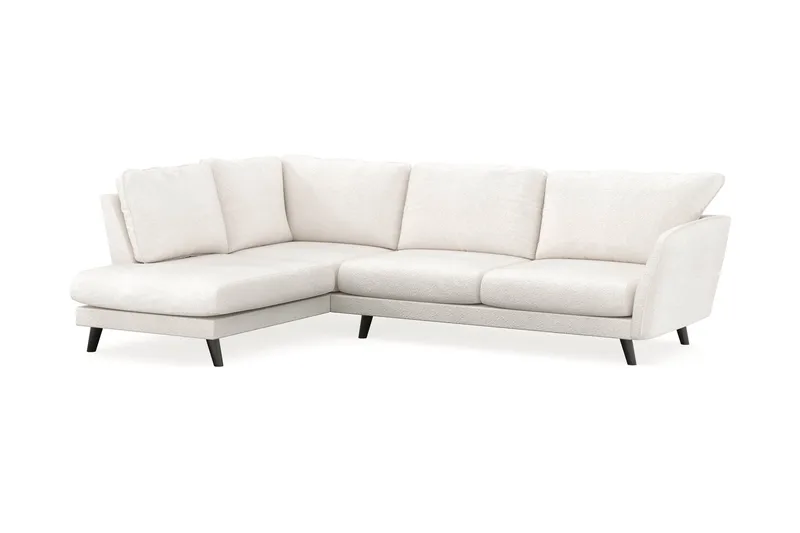Trend Lyx 4-seters Venstrevendt L-formet Sjeselongsofa i Bouclé - Hvit - Møbler - Sofaer - Sofa med sjeselong - 4 seters sofa med divan