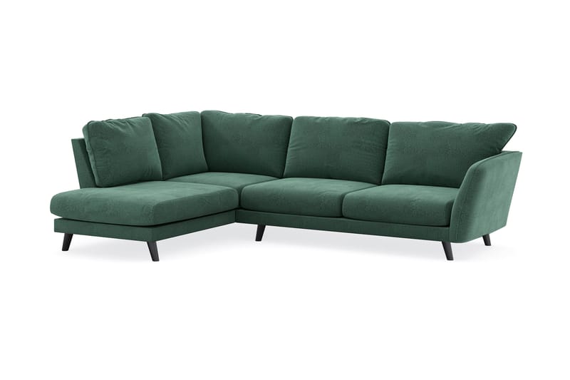 Trend Lyx 4-seters Venstrevendt L-formet Sjeselongsofa i Fløyel - Mørkegrønn - Møbler - Sofaer - Sofa med sjeselong
