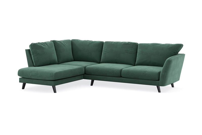 Trend Lyx 4-seters Venstrevendt L-formet Sjeselongsofa i Fløyel - Mørkegrønn - Møbler - Sofaer - Sofa med sjeselong - 4 seters sofa med divan