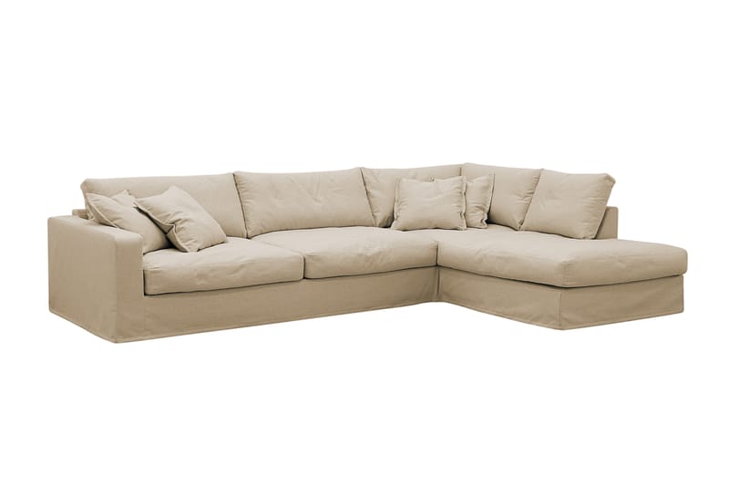 Valencia Ekstra dyp 4-seters sofa med sjeselong høyre - Beige - Møbler - Sofaer - Sofa med sjeselong - 4 seters sofa med divan