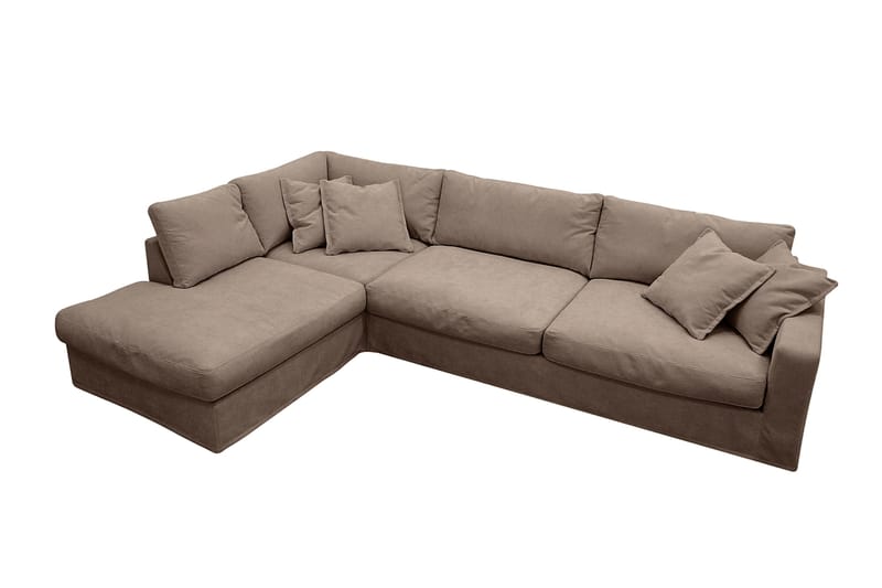 Valencia Ekstra dyp 4-seters sofa med sjeselong venstre - Mørkebrun - Møbler - Sofaer - Sofa med sjeselong - 4 seters sofa med divan