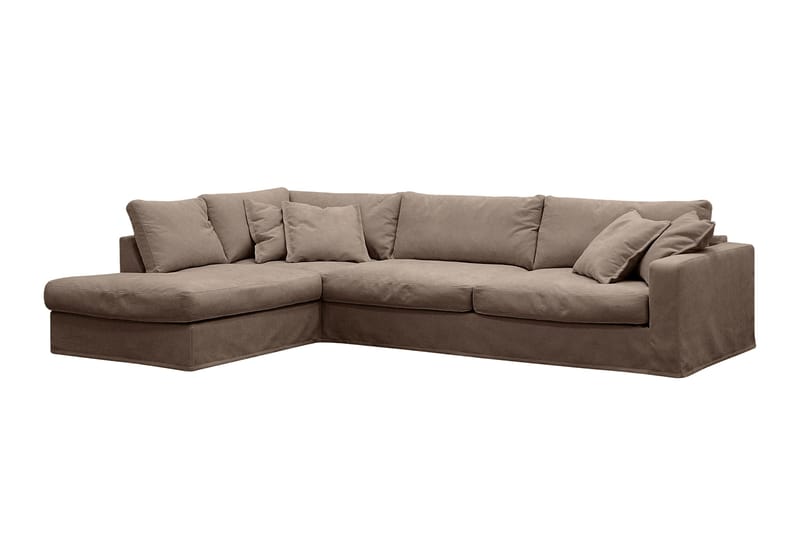 Valencia Ekstra dyp 4-seters sofa med sjeselong venstre - Mørkebrun - Møbler - Sofaer - Sofa med sjeselong - 4 seters sofa med divan