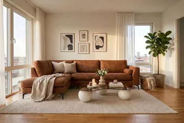 4-sits Soffa med Schäslong Scandinavian Choice Preston 24 Vänster Svart - Møbler - Sofaer - Sofa med sjeselong