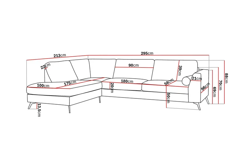 4-sits Soffa med Schäslong Scandinavian Choice Preston 24 Vänster Svart - Møbler - Sofaer - Sofa med sjeselong