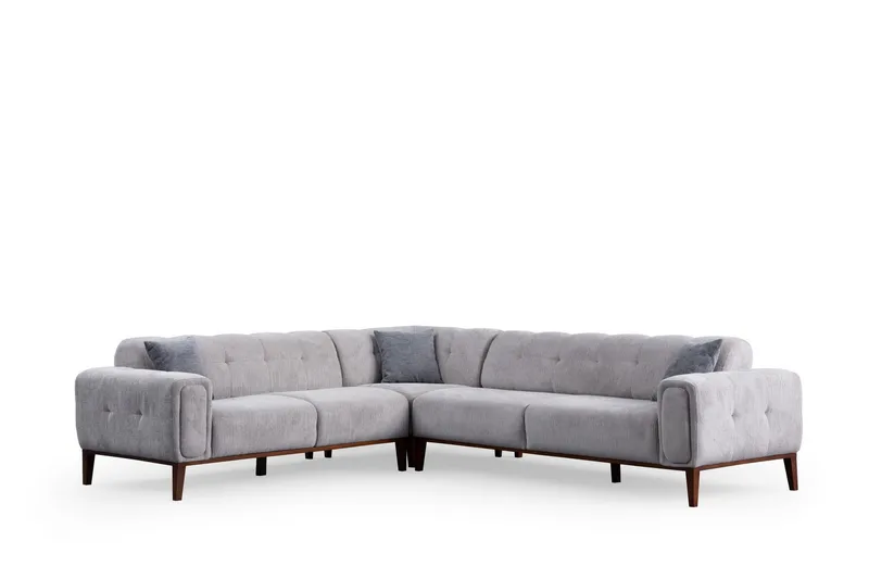 Adelphe 4-seters Sofa med Divan, Lysegrå