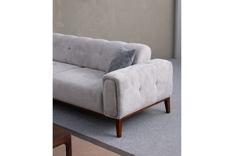 Adelphe 4-seters Sofa med Divan - Lysegrå - Møbler - Sofaer - Sofa med sjeselong