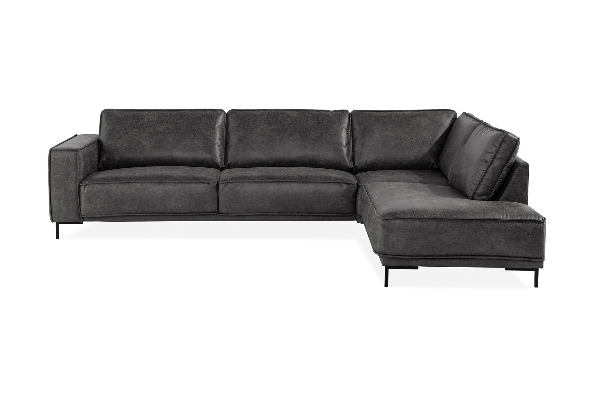 Akron 2,5-seter Sofa med Sjeselong Høyre Bonded Lær - Mørkegrå