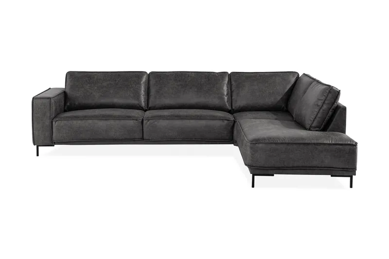 Akron 2,5-seter Sofa med Sjeselong Høyre Bonded Lær, Mørkegrå
