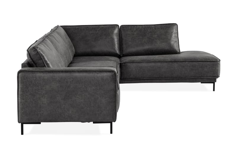Akron 2,5-seter Sofa med Sjeselong Høyre Bonded Lær - Mørkegrå - Møbler - Sofaer - Skinnsofaer