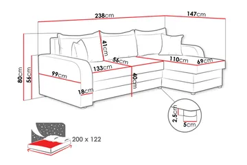 Alvared Sofa med Sjeselong 3-seter - Svart - Møbler - Sofaer - Sofa med sjeselong