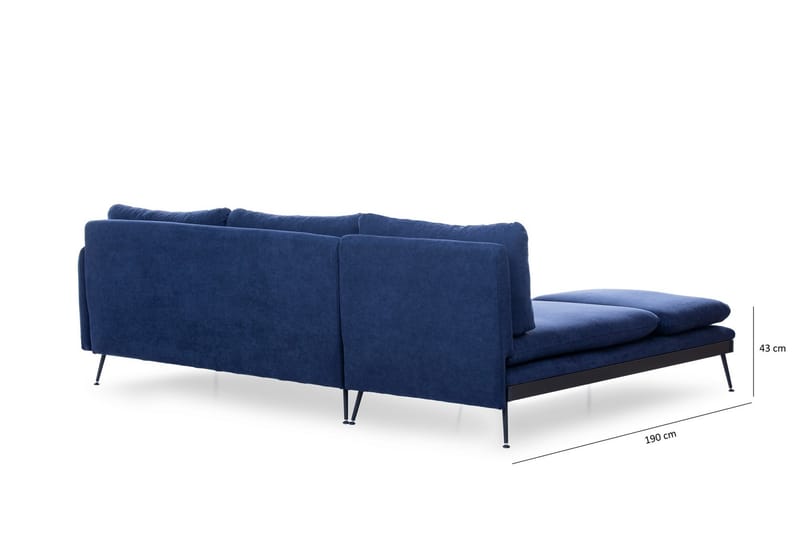 Amoeiro Divansofa - Blå - Sofa med sjeselong - 3 seters sofa med divan