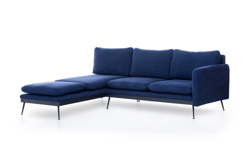 Amoeiro Divansofa - Blå - 3 seters sofa med divan - Sofa med sjeselong