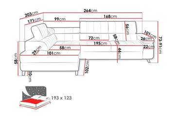 Amshyttan Sofa med Sjeselong 3-seter - Beige - Møbler - Sofaer - Sofa med sjeselong