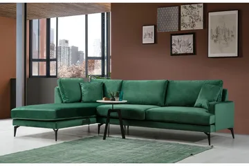 Andary Divansofa - Grønn/Svart - Møbler - Sofaer - Sofa med sjeselong