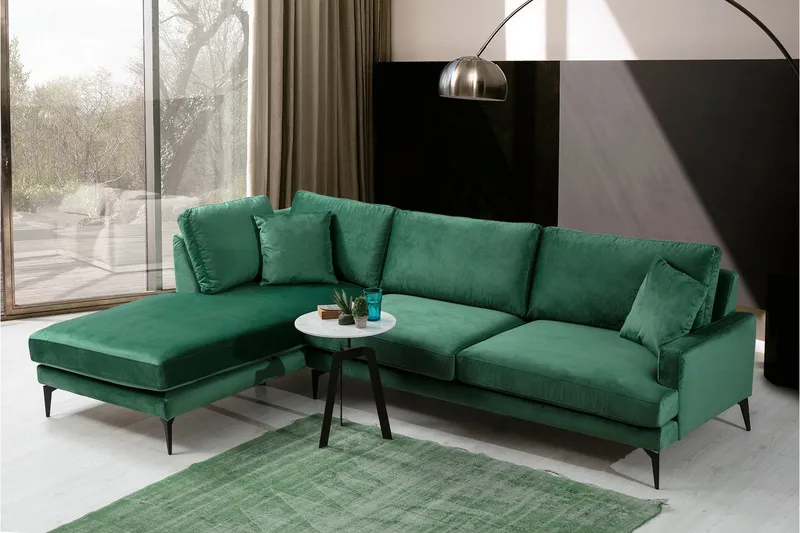 Andary Divansofa - Grønn/Svart - Møbler - Sofaer - Sofa med sjeselong