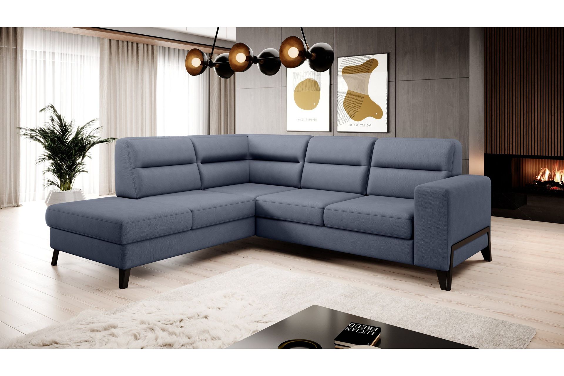 Anglika Sofa m. Sjeselong 4-seters - Blå