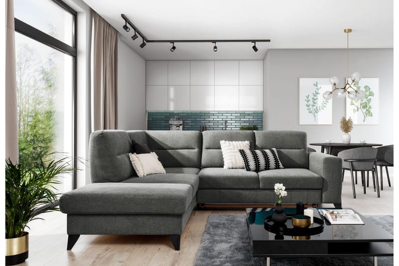 Anglika Sofa m. Sjeselong 4-seters - Grå - Møbler - Sofaer - Sofa med sjeselong