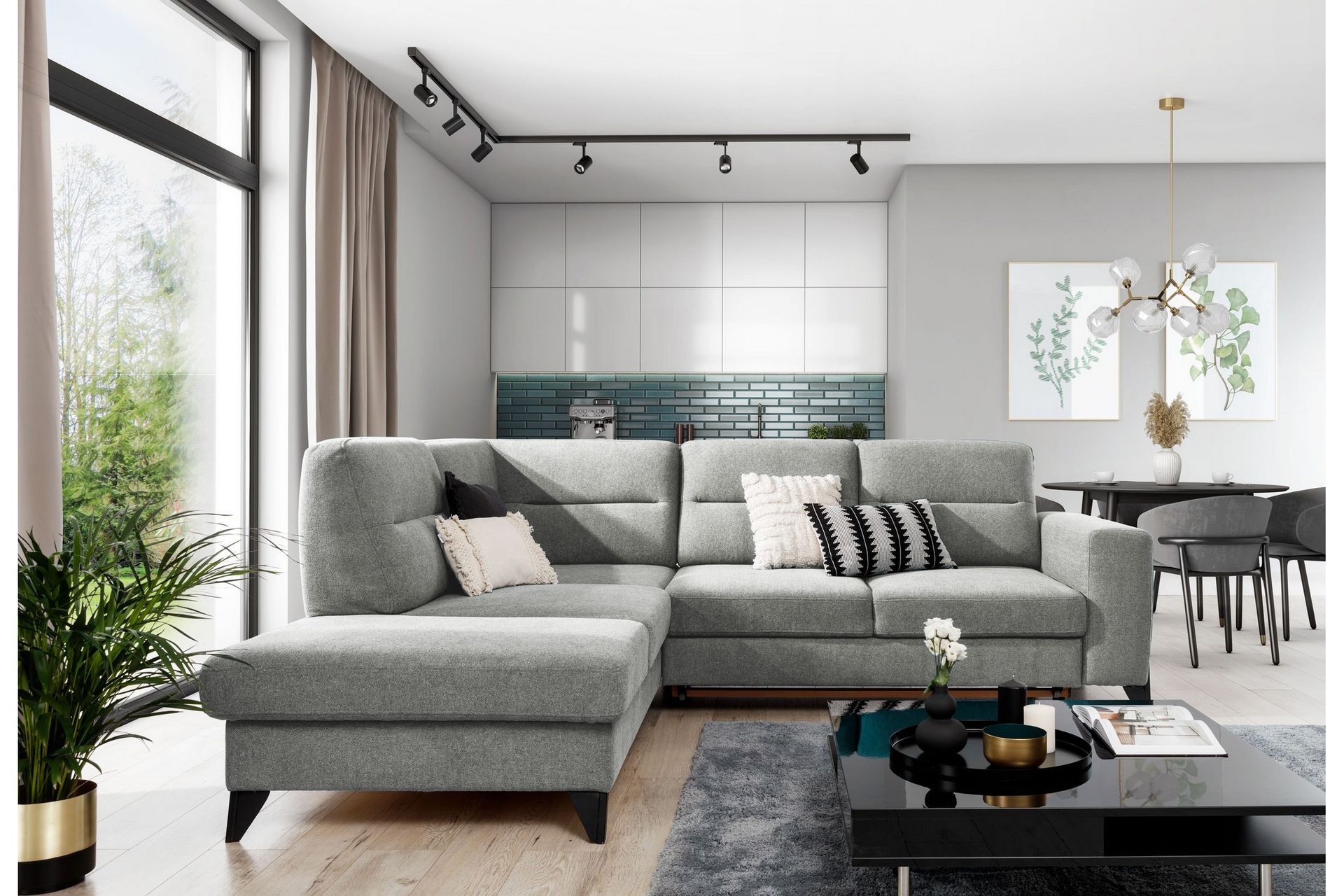 Anglika Sofa m. Sjeselong 4-seters - Grå - Møbler - Sofaer - Sofa med sjeselong