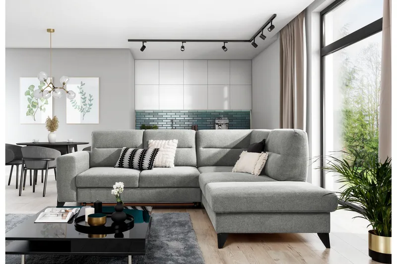 Anglika Sofa m. Sjeselong 4-seters - Grå - Møbler - Sofaer - Sofa med sjeselong