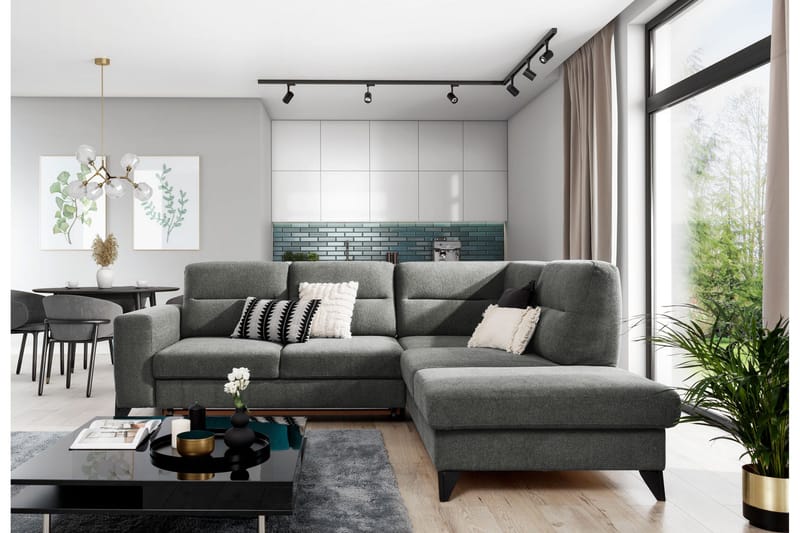 Anglika Sofa m. Sjeselong 4-seters - Grå - Møbler - Sofaer - Sofa med sjeselong