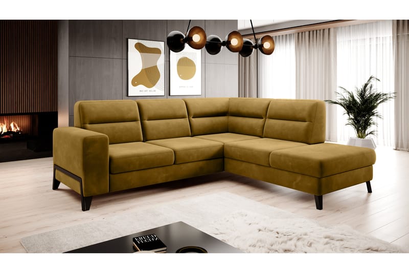 Anglika Sofa m. Sjeselong 4-seters - Gul - Møbler - Sofaer - Sofa med sjeselong